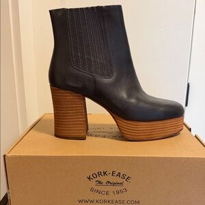Kork-Ease Dark Leather Heeled Boots